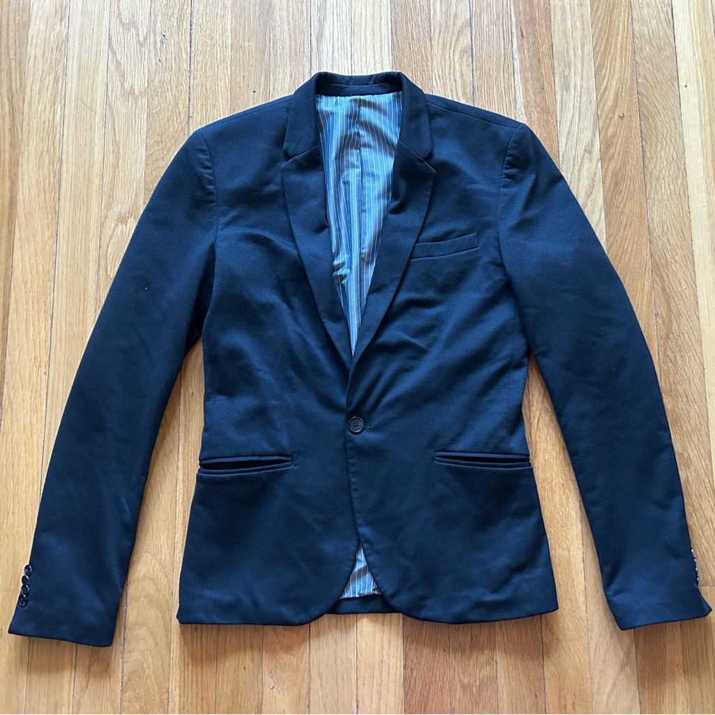 Zara Men's Black One-Button Stretch Blazer - 38r